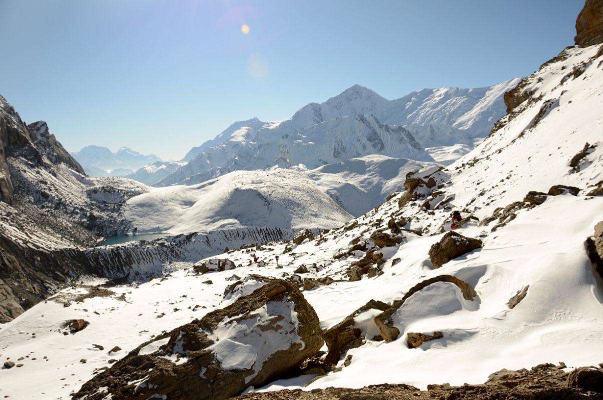 15 Looking Back At Ngadi Chuli, Himalchuli, Annapurna II, Gangapurna And Trail From First Tilicho Tal Lake Pass 5375m 